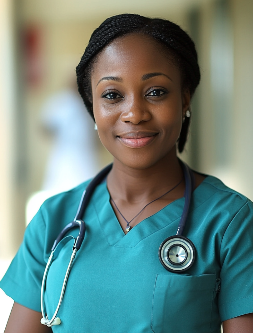 Black woman nurse and nursing care management professional